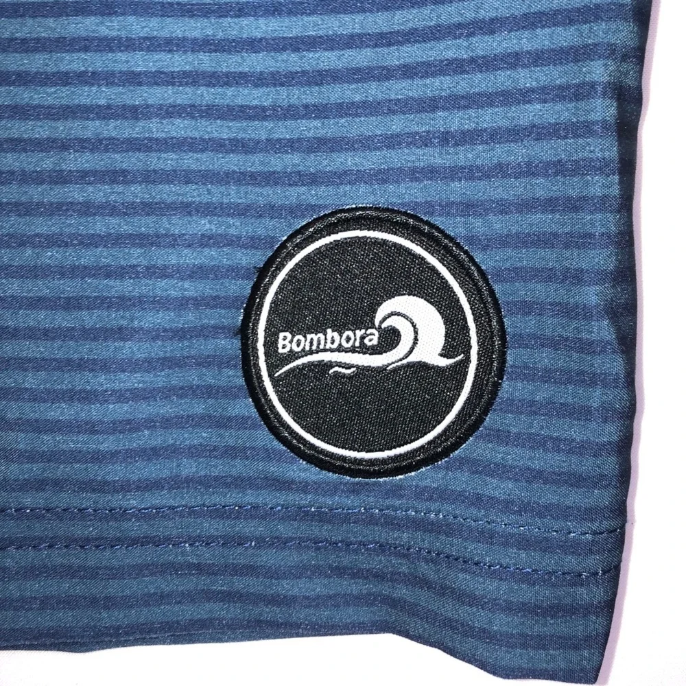 Bombora Mens XL Blue Ombre Striped Board Shorts Stretch Swim Trunks Pocket